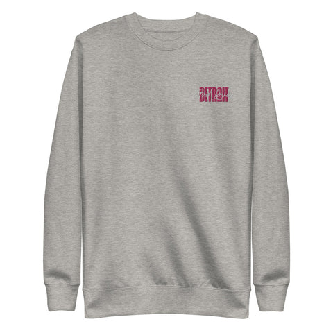 Embroidered God Loves Detroit Fleece Sweatshirt - Pink Text