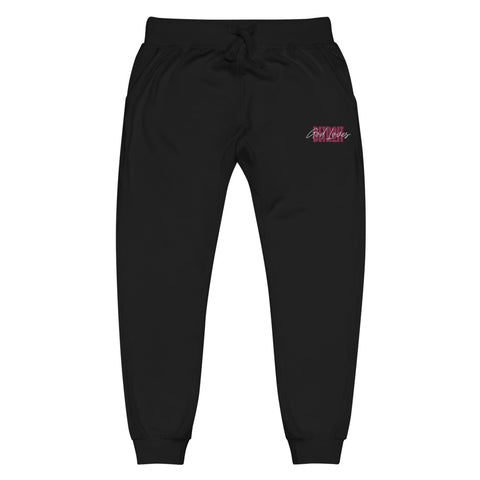 Embroidered God Loves Detroit Sweatpants Fleece Joggers - Pink Text