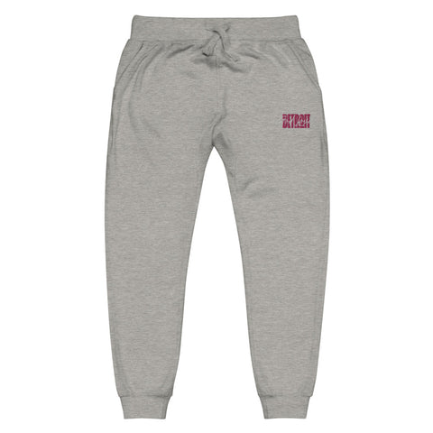 Embroidered God Loves Detroit Sweatpants Fleece Joggers - Pink Text