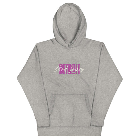 God Loves Detroit Hoodie - Pink Text