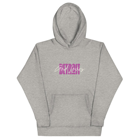 God Loves Detroit Hoodie - Pink Text