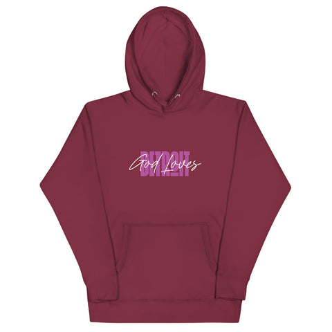 God Loves Detroit Hoodie - Pink Text