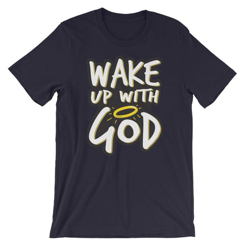 Wake Up With God T-Shirt EternalChristianTees 2XL Navy 
