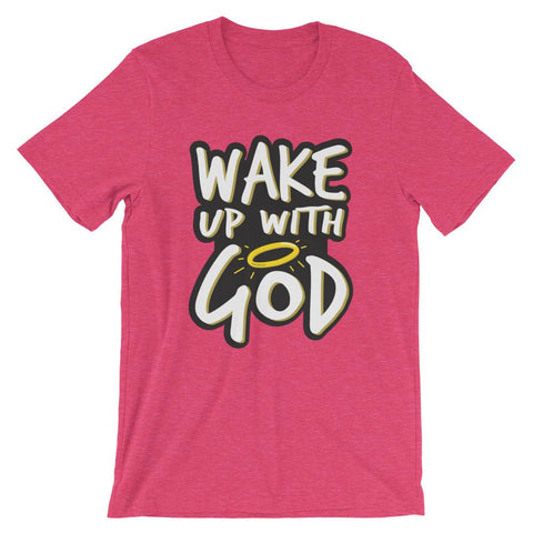 Wake Up With God T-Shirt EternalChristianTees 4XL Heather Raspberry 