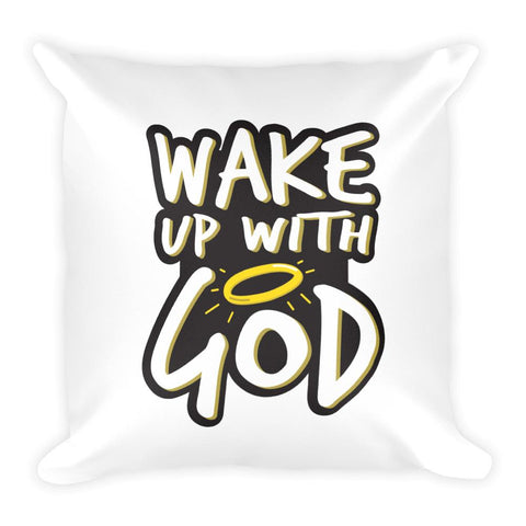Wake Up With God Throw Pillow - Christian Pillows - Bible Decoration Throw Pillows - Scriptures for Homes EternalChristianTees 18×18 