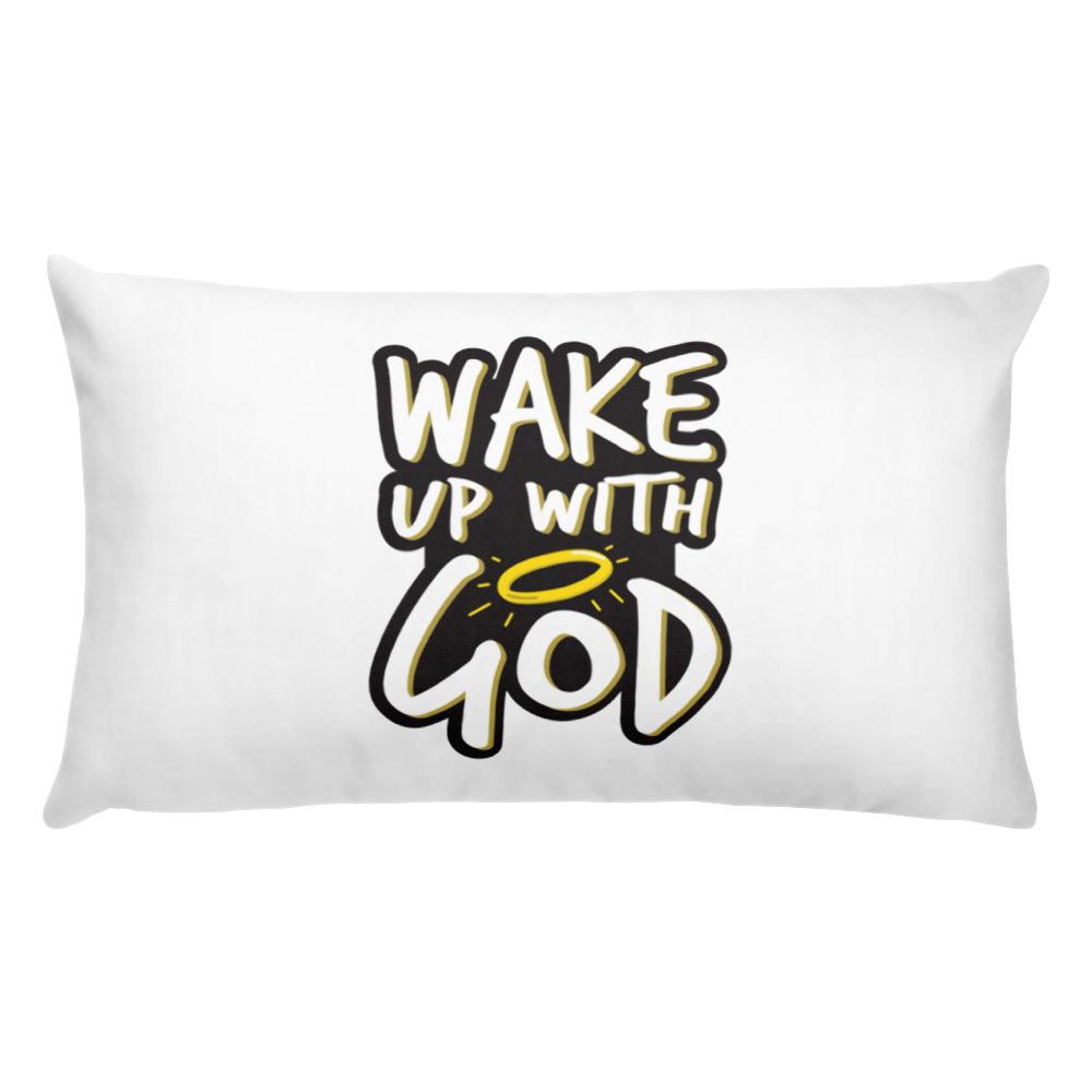 Wake Up With God Throw Pillow - Christian Pillows - Bible Decoration Throw Pillows - Scriptures for Homes EternalChristianTees 20×12 