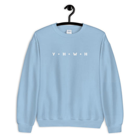 YHWH Christian Sweatshirt Yahweh EternalChristianTees Light Blue S 